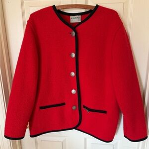 Stapf Austria Red Black Boiled Wool Cardigan